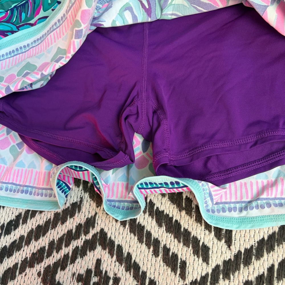 Lilly Pulitzer Luxletic Gardenia Skort Sz S Don’t Wanna Leaf UPF Skirt Shorts EC - Picture 5 of 11